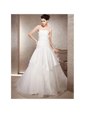 Abito da sposa a trapezio mezza sirena in organza e taffetta molto fine