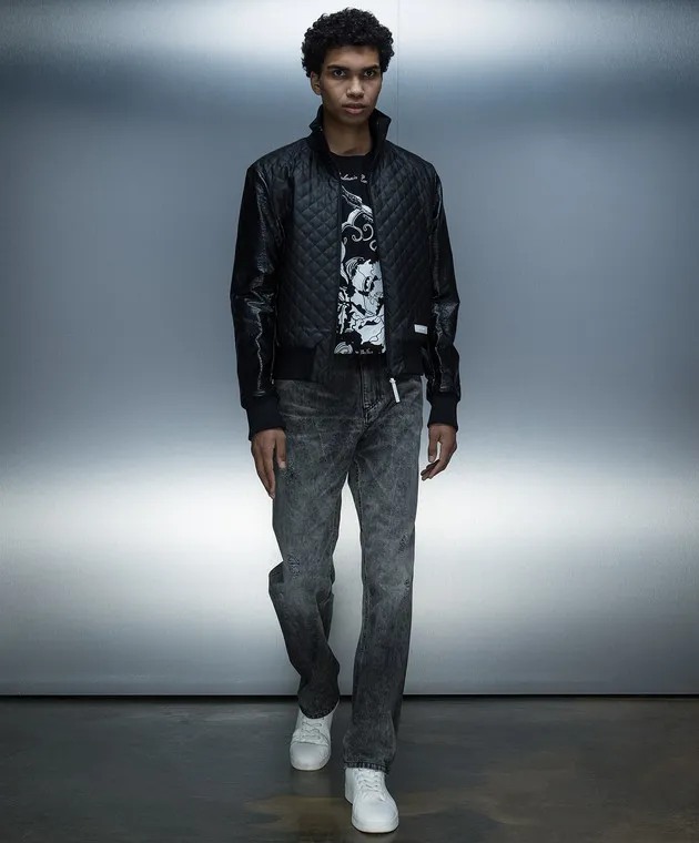 Balmain Giacca trapuntata nera CH6TF585ME56