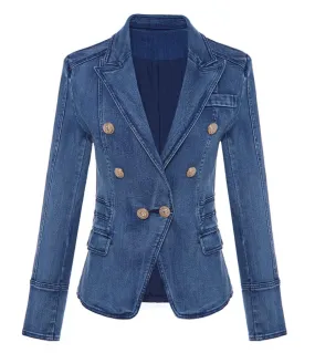 Blazer di alta qualità New Fashion 2023 Designer Blazer da donna in metallo con bottoni a forma di leone Cappotto esterno in gia
