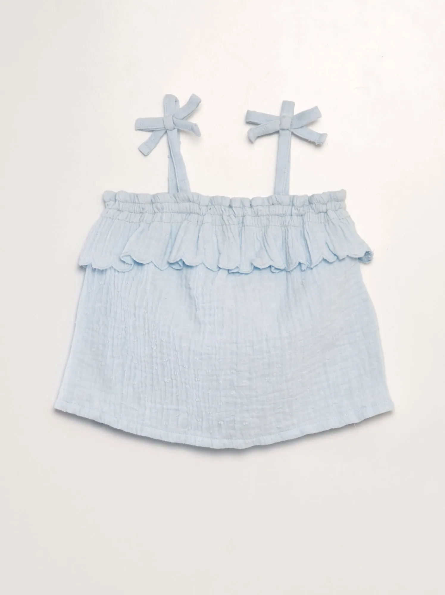Blusa in plumetis in garza di cotone - BLU