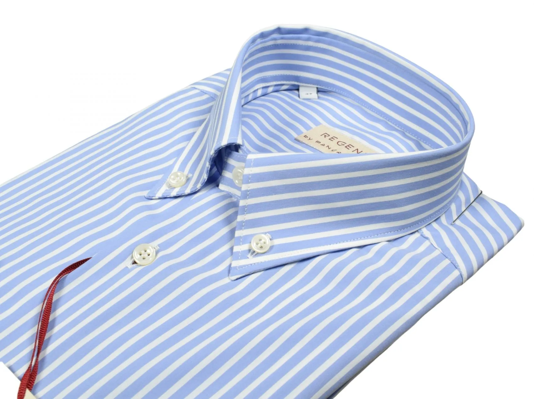 Camicia pancaldi celeste a righe regular fit cotone stretch