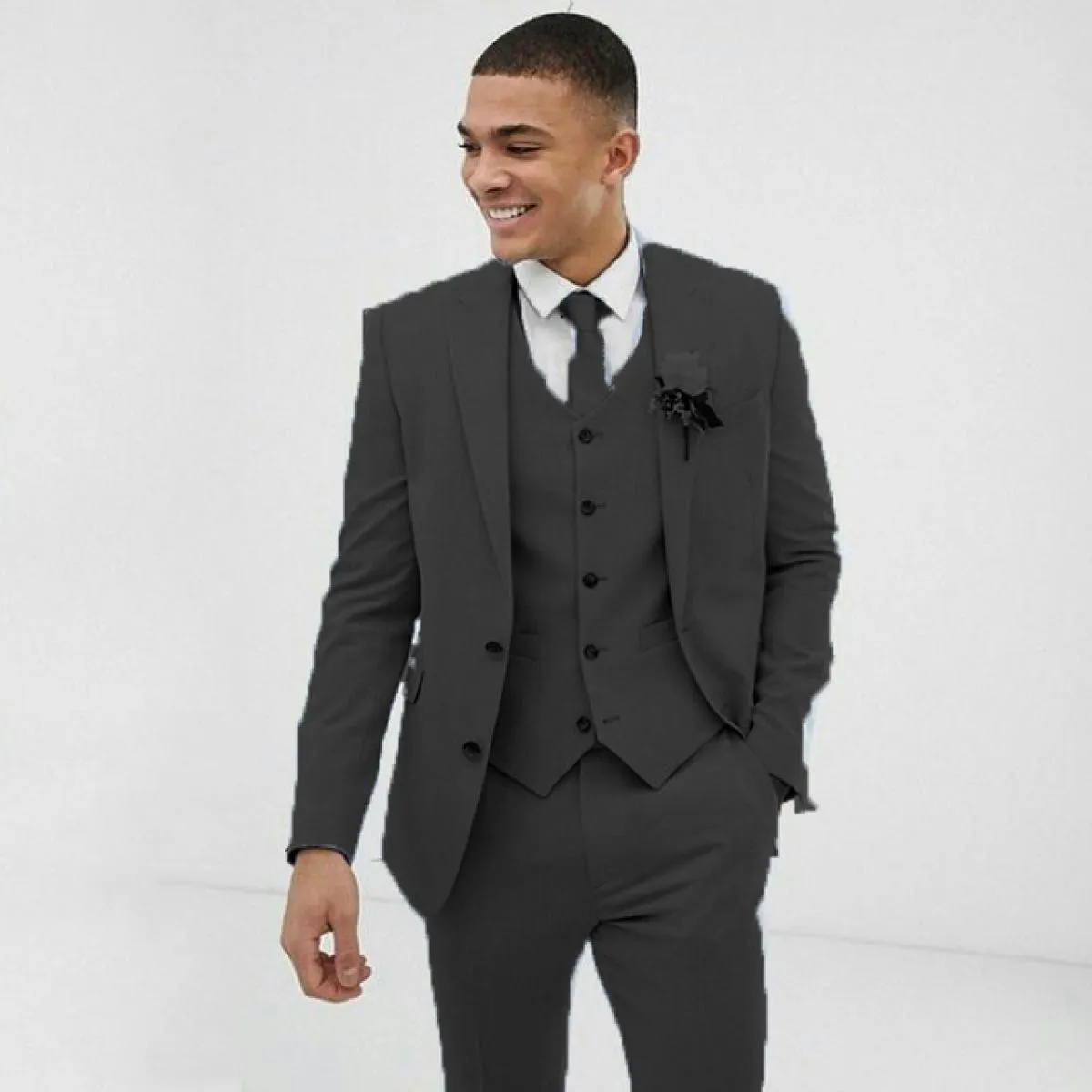 Costume Homme Blazer Set Abiti da uomo da sposa Slim Fit Abiti da sposo Smoking Cappotto Cena Prom Abito da sera 3 pezzi (giacca