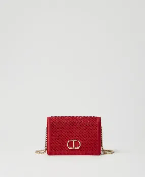 Mini borsa a tracolla in raso con strass
