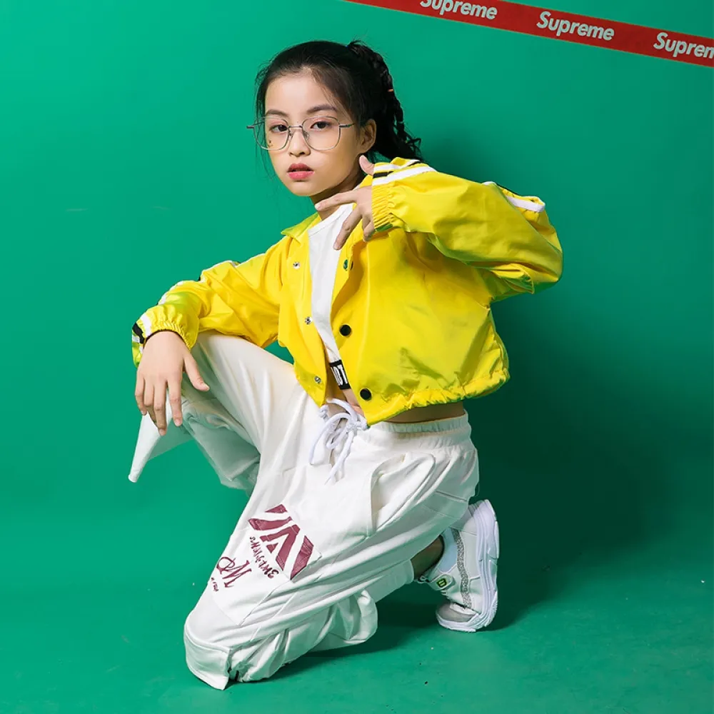 Nuovi abiti da ballo jazz per bambini e hip-hop sciolto moda di strada cappotto a maniche lunghe ragazze abito hip-hop autunno