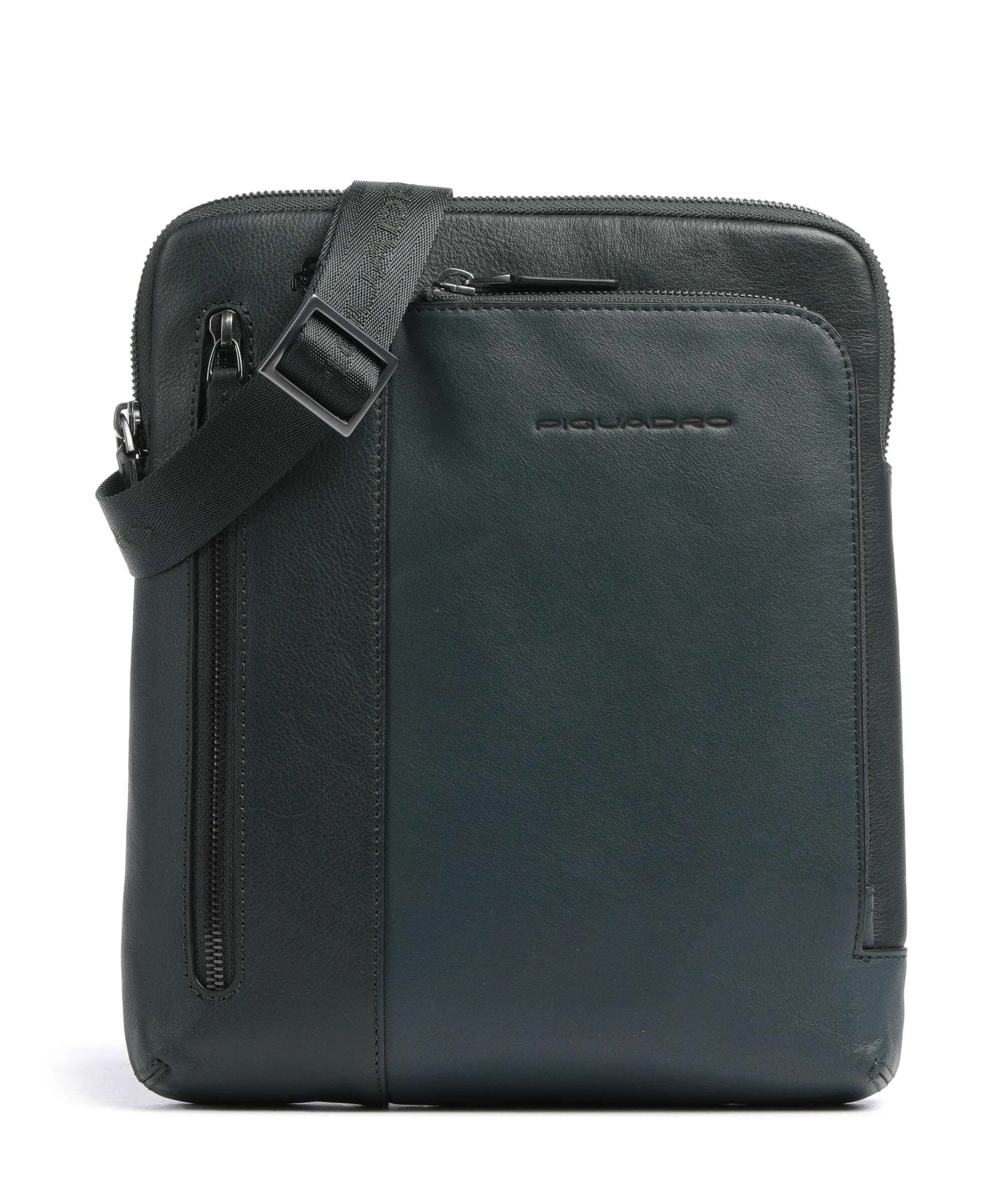  Piquadro Black Square Borsa a tracolla pelle granulata verde scuro  