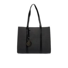 Tote bag nera con stampa multilogo
